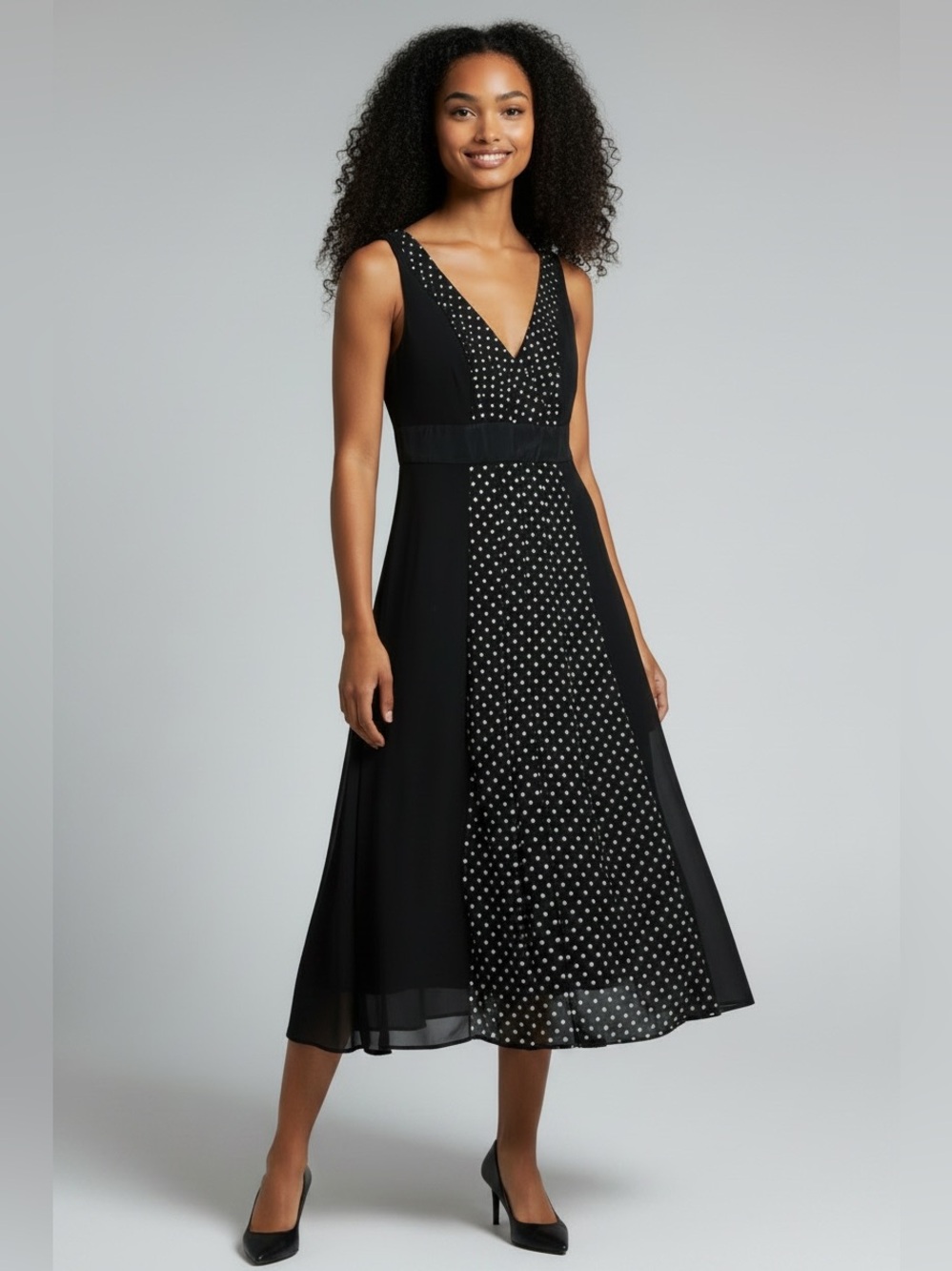 Ruby rox black sleeveless dress with white polka dots. Junior size medium